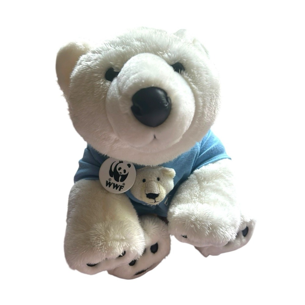 Build A Bear White Polar Bear 16" Plush WWF Wildlife Fund Medallion 2004 Retired
